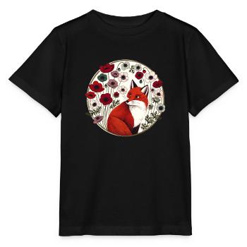 Renard roux rétro - T-shirt bio MINI CREATOR Stanley/Stella Enfant - noir - Devant - Mikhail (115cm)