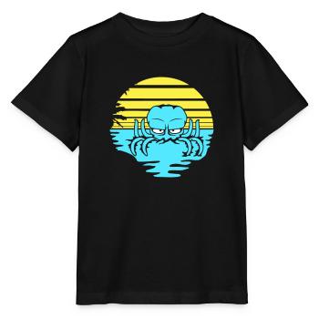 Oktopus Meer Sonnenuntergang Strand Urlaub Linien - Stanley/Stella Kinder T-Shirt MINI CREATOR  - Schwarz - Vorne - Mikhail (115cm)