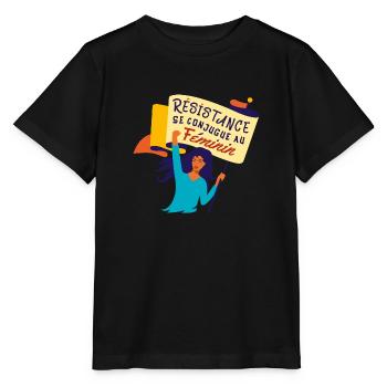 Résistance Féministe - T-shirt bio MINI CREATOR Stanley/Stella Enfant - noir - Devant - Mikhail (115cm)