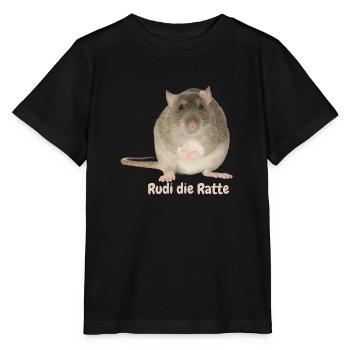 Rudi die Ratte , Ratten , Nagetier , Rudolf - Stanley/Stella Kinder T-Shirt MINI CREATOR  - Schwarz - Vorne - Mikhail (115cm)