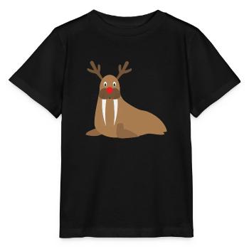 Walross Rudi mit der Roten Nase Rudolf Rentier - Stanley/Stella Kinder T-Shirt MINI CREATOR  - Schwarz - Vorne - Mikhail (115cm)