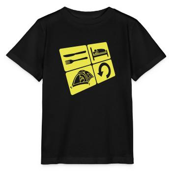 Draußen übernachten täglich wiederholen - Stanley/Stella Kinder T-Shirt MINI CREATOR  - Schwarz - Vorne - Mikhail (115cm)