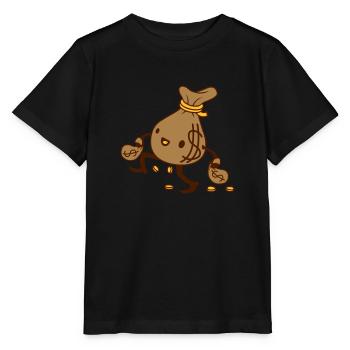 Glücklicher gehender Geldsack Comic - Stanley/Stella Kinder T-Shirt MINI CREATOR  - Schwarz - Vorne - Mikhail (115cm)