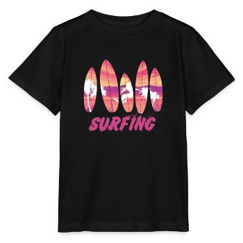 Surfing Surfboard Surfer Geschenksidee - Stanley/Stella Kinder T-Shirt MINI CREATOR  - Schwarz - Vorne - Mikhail (115cm)