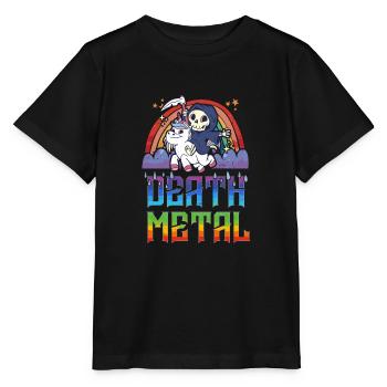 Death Metal & Einhorn Regenbogen - Stanley/Stella Kinder T-Shirt MINI CREATOR  - Schwarz - Vorne - Mikhail (115cm)