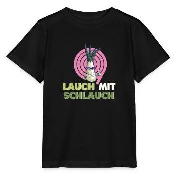 Lauch mit Schlauch - Witziger Spruch - Stanley/Stella Kinder T-Shirt MINI CREATOR  - Schwarz - Vorne - Mikhail (115cm)
