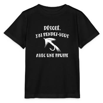 rendez-vous avec une truite - T-shirt bio MINI CREATOR Stanley/Stella Enfant - noir - Devant - Mikhail (115cm)