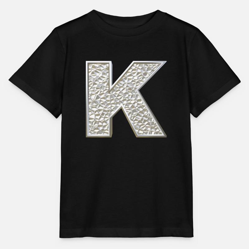 K, lettre, lettre K, initiale, initiale K, monogramme, - T-shirt bio MINI CREATOR Stanley/Stella Enfant - noir