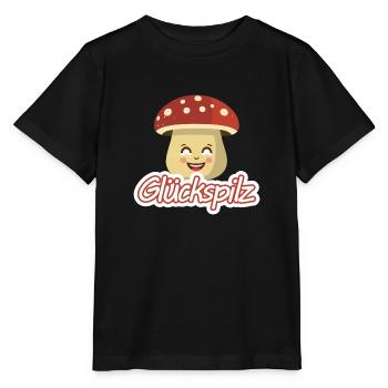 Glückspilz mit lächelndem Pilz - Stanley/Stella Kinder T-Shirt MINI CREATOR  - Schwarz - Vorne - Mikhail (115cm)