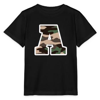 Letter A Military Camouflage - Gift Idea - Stanley/Stella MINI CREATOR Kids’ T-Shirt - black - Front - Mikhail (115cm)
