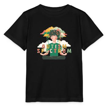 Heureux enfant du spectre de l’autisme méditant des pensées. - T-shirt bio MINI CREATOR Stanley/Stella Enfant - noir - Devant - Mikhail (115cm)