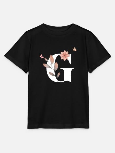 Buchstabe g Wildblumen Aquarelle - Stanley/Stella Kinder T-Shirt MINI CREATOR - Schwarz