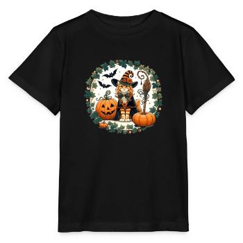 Halloween Chat au gingembre - T-shirt bio MINI CREATOR Stanley/Stella Enfant - noir - Devant - Mikhail (115cm)