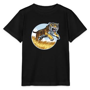 Tiger in the Leap - Stanley/Stella MINI CREATOR Kids’ T-Shirt - black - Front - Mikhail (115cm)