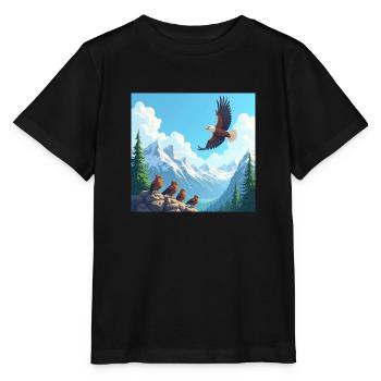 Majestätischer Adler über den Bergen - Cartoon - Stanley/Stella Kinder T-Shirt MINI CREATOR  - Schwarz - Vorne - Mikhail (115cm)