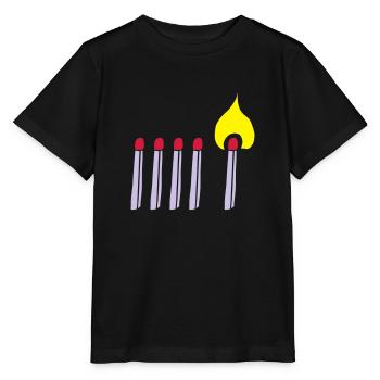 Streichholz Matchsticks Feuer Fire brennen burning - Stanley/Stella Kinder T-Shirt MINI CREATOR  - Schwarz - Vorne - Mikhail (115cm)