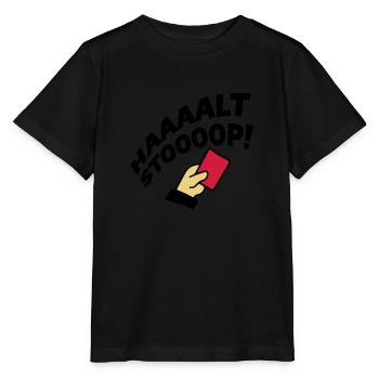 rote karte stop - Stanley/Stella Kinder T-Shirt MINI CREATOR  - Schwarz - Vorne - Mikhail (115cm)