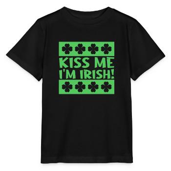 Embrasse-moi, je suis irlandais - T-shirt bio MINI CREATOR Stanley/Stella Enfant - noir - Devant - Mikhail (115cm)