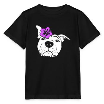 Staffordshire mit Hibiskus - Stanley/Stella Kinder T-Shirt MINI CREATOR  - Schwarz - Vorne - Mikhail (115cm)