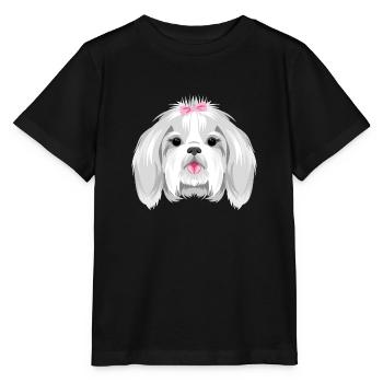 Portrait of a pretty Shih Tzu - Stanley/Stella MINI CREATOR Kids’ T-Shirt - black - Front - Mikhail (115cm)
