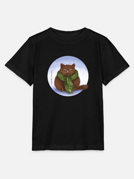 Katze Winter - Stanley/Stella Kinder T-Shirt MINI CREATOR  - Schwarz