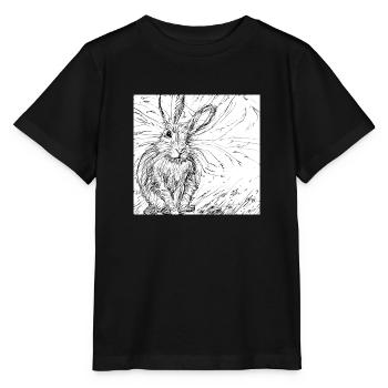 Lièvre dessiné - T-shirt bio MINI CREATOR Stanley/Stella Enfant - noir - Devant - Mikhail (115cm)