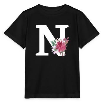 Lettre n floral - T-shirt bio MINI CREATOR Stanley/Stella Enfant - noir - Devant - Mikhail (115cm)