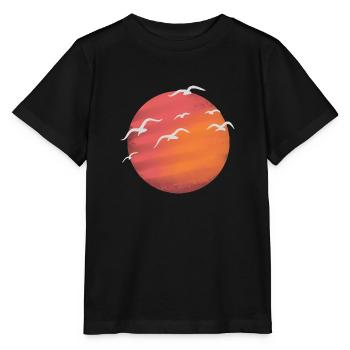 Soleil et oiseaux aquatiques 1 - T-shirt bio MINI CREATOR Stanley/Stella Enfant - noir - Devant - Mikhail (115cm)