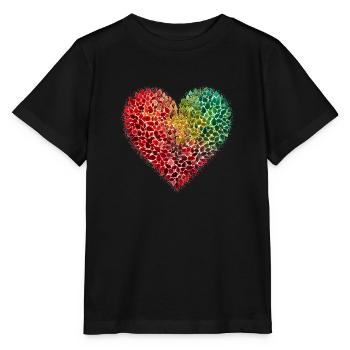 Herz Herbst Halloween Blätter - Stanley/Stella Kinder T-Shirt MINI CREATOR  - Schwarz - Vorne - Mikhail (115cm)