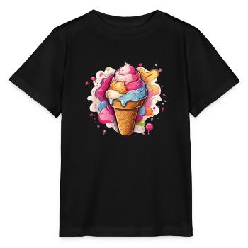 Leckeres buntes Softeis - Stanley/Stella Kinder T-Shirt MINI CREATOR  - Schwarz - Vorne - Mikhail (115cm)