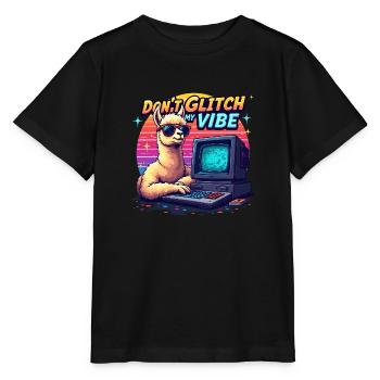 Don’t Glitch my Vibe - Alpaga Retro Gaming - T-shirt bio MINI CREATOR Stanley/Stella Enfant - noir - Devant - Mikhail (115cm)