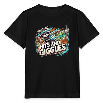 Hits and Giggles Volleyball Player Women Raccoon - Stanley/Stella MINI CREATOR Kids’ T-Shirt - black - Front - Mikhail (115cm)