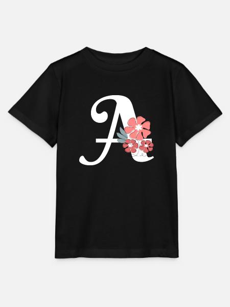 Minimalistischer Blumenbrief - Stanley/Stella Kinder T-Shirt MINI CREATOR  - Schwarz