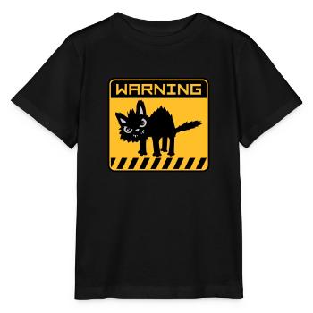 Avertissement chat dangereux - T-shirt bio MINI CREATOR Stanley/Stella Enfant - noir - Devant - Mikhail (115cm)