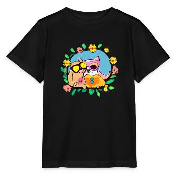 Le chien et le chat sont les meilleurs amis - T-shirt bio MINI CREATOR Stanley/Stella Enfant - noir - Devant - Mikhail (115cm)