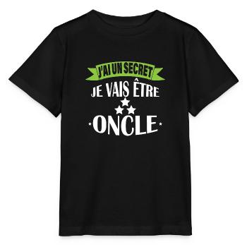J'ai un secret je suis oncle - T-shirt bio MINI CREATOR Stanley/Stella Enfant - noir - Devant - Mikhail (115cm)