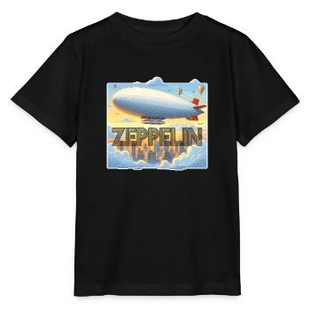 Zeppelin Luftschiff - Stanley/Stella Kinder T-Shirt MINI CREATOR  - Schwarz - Vorne - Mikhail (115cm)