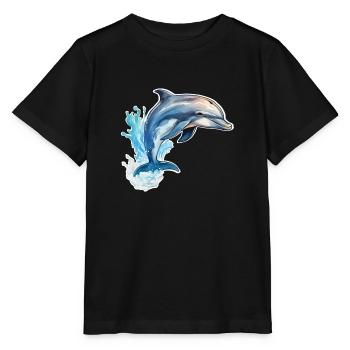Delfin springend - Stanley/Stella Kinder T-Shirt MINI CREATOR  - Schwarz - Vorne - Mikhail (115cm)