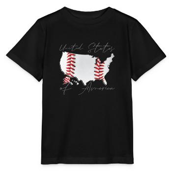 USA | echter Baseball | Landkarte Script - Stanley/Stella Kinder T-Shirt MINI CREATOR  - Schwarz - Vorne - Mikhail (115cm)