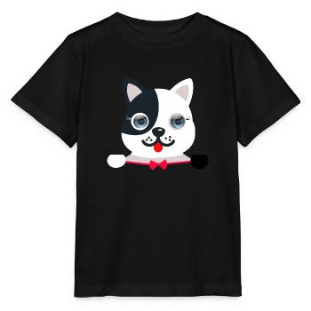 Chat élégant et festif avec un papillon festif rouge - T-shirt bio MINI CREATOR Stanley/Stella Enfant - noir - Devant - Mikhail (115cm)
