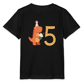 5th Birthday Dinosaur Customizable with Your Text - Stanley/Stella MINI CREATOR Kids’ T-Shirt - black - Front - Mikhail (115cm)