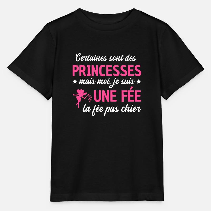princesses mais une fée / la fée pas chier - T-shirt bio MINI CREATOR Stanley/Stella Enfant - noir