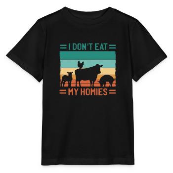I don't eat my Homies! Vegan Veganismus Kein Fleis - Stanley/Stella Kinder T-Shirt MINI CREATOR  - Schwarz - Vorne - Mikhail (115cm)
