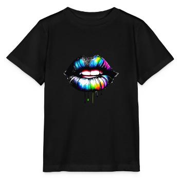 lèvres colorées - T-shirt bio MINI CREATOR Stanley/Stella Enfant - noir - Devant - Mikhail (115cm)