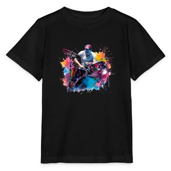 Schlagzeugspielen kann man lernen - Stanley/Stella Kinder T-Shirt MINI CREATOR  - Schwarz - Vorne - Mikhail (115cm)