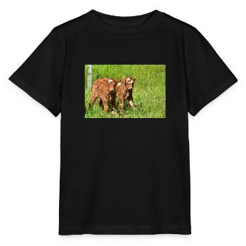 Veaux dans les prairies d’Eifel - T-shirt bio MINI CREATOR Stanley/Stella Enfant - noir - Devant - Mikhail (115cm)