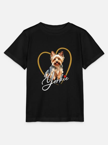 Süßer Yorkie Yorkshire Terrier im Herzrahmen - Stanley/Stella Kinder T-Shirt MINI CREATOR - Schwarz