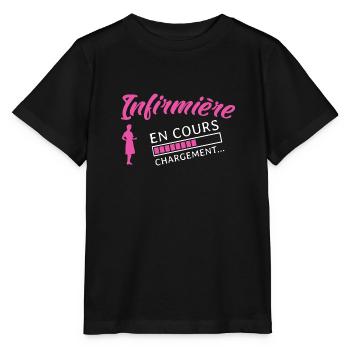Tshirt Infirmière , Infirmière en cours - T-shirt bio MINI CREATOR Stanley/Stella Enfant - noir - Devant - Mikhail (115cm)