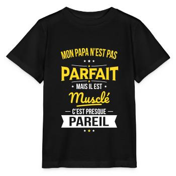 Mon papa n'est pas parfait - Musclé - T-shirt bio MINI CREATOR Stanley/Stella Enfant - noir - Devant - Mikhail (115cm)