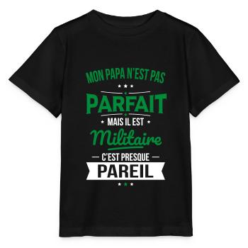 Mon papa n'est pas parfait - Militaire - T-shirt bio MINI CREATOR Stanley/Stella Enfant - noir - Devant - Mikhail (115cm)